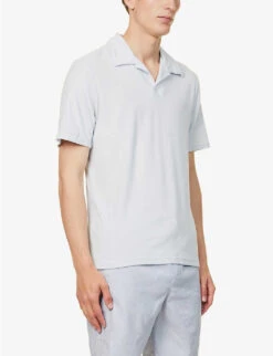Faustino Terry-textured Cotton-blend Polo Shirt 9 Faustino Terry-textured Cotton-blend Polo Shirt -KOOPES Clothing Shop R04153584 HALOGENGREY ALT02