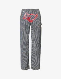 Hickory Striped Straight-leg Cotton Trousers