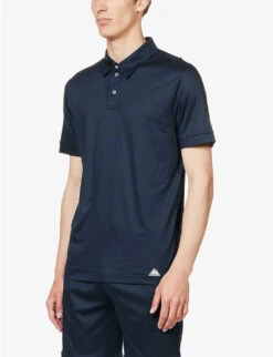 Branded-patch Short-sleeved Cotton-jersey Polo Shirt 10 Branded-patch Short-sleeved Cotton-jersey Polo Shirt -KOOPES Clothing Shop R04161943 TWILIGHTBLUE ALT02