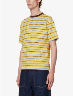 Pocket Tee Striped Cotton-jersey T-shirt -KOOPES Clothing Shop R04162309 YELLOW ALT02