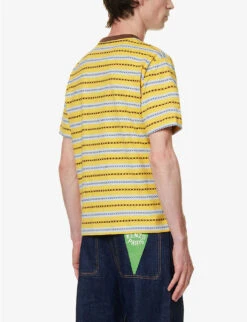 Pocket Tee Striped Cotton-jersey T-shirt -KOOPES Clothing Shop R04162309 YELLOW ALT03