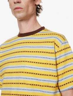 Pocket Tee Striped Cotton-jersey T-shirt -KOOPES Clothing Shop R04162309 YELLOW ALT04