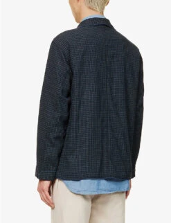 Checked Single-breasted Wool Jacket -KOOPES Clothing Shop R04162318 BLUE ALT03