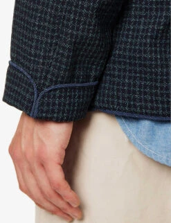 Checked Single-breasted Wool Jacket -KOOPES Clothing Shop R04162318 BLUE ALT05