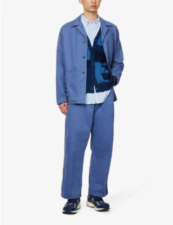 Painter Wide-leg Mid-rise Cotton Trousers -KOOPES Clothing Shop R04162323 BLUE ALT01