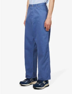 Painter Wide-leg Mid-rise Cotton Trousers -KOOPES Clothing Shop R04162323 BLUE ALT02