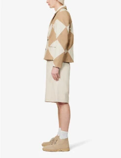 Naimbana Diamond-pattern Wool Blazer -KOOPES Clothing Shop R04162392 CREAMBEIGE ALT01