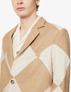 Naimbana Diamond-pattern Wool Blazer -KOOPES Clothing Shop R04162392 CREAMBEIGE ALT04