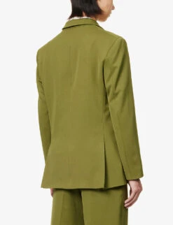 Mark Rothko Double-breasted Relaxed-fit Stretch Woven-blend Blazer -KOOPES Clothing Shop R04162393 GREEN ALT03