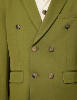 Mark Rothko Double-breasted Relaxed-fit Stretch Woven-blend Blazer -KOOPES Clothing Shop R04162393 GREEN ALT06
