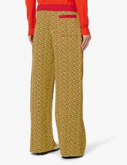 Marni Geometric-print Relaxed-fit High-rise Woven-knit Trousers -KOOPES Clothing Shop R04162787 MAIZE ALT03