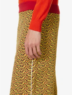 Marni Geometric-print Relaxed-fit High-rise Woven-knit Trousers -KOOPES Clothing Shop R04162787 MAIZE ALT04