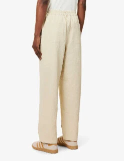 Cosmic Seersucker-texture Straight-leg Relaxed-fit Stretch-cotton Trousers -KOOPES Clothing Shop R04164479 ECRU ALT03