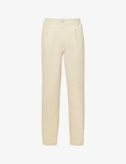 Cosmic Seersucker-texture Straight-leg Relaxed-fit Stretch-cotton Trousers