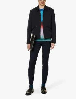 PAUL SMITH Centre-crease Cuffed-hem, Regular-fit Tapered-leg Wool Trousers -KOOPES Clothing Shop R04165098 VERYDARKNAVY ALT01