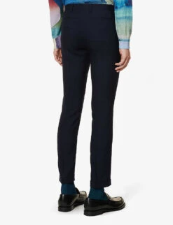 PAUL SMITH Centre-crease Cuffed-hem, Regular-fit Tapered-leg Wool Trousers -KOOPES Clothing Shop R04165098 VERYDARKNAVY ALT03