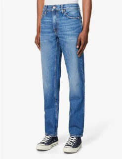 Nudie Jeans Gritty Jackson Relaxed-fit Straight-leg Organic-cotton Denim Jeans -KOOPES Clothing Shop R04165216 BLUETRACES ALT02