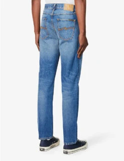 Nudie Jeans Gritty Jackson Relaxed-fit Straight-leg Organic-cotton Denim Jeans -KOOPES Clothing Shop R04165216 BLUETRACES ALT03
