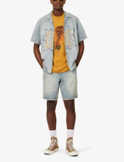 Leaf Logo-print Cotton-jersey T-shirt 8 Leaf Logo-print Cotton-jersey T-shirt -KOOPES Clothing Shop R04165314 MUSTARD ALT01