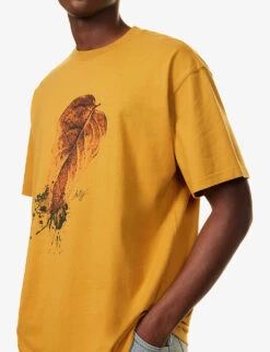 Leaf Logo-print Cotton-jersey T-shirt 11 Leaf Logo-print Cotton-jersey T-shirt -KOOPES Clothing Shop R04165314 MUSTARD ALT04