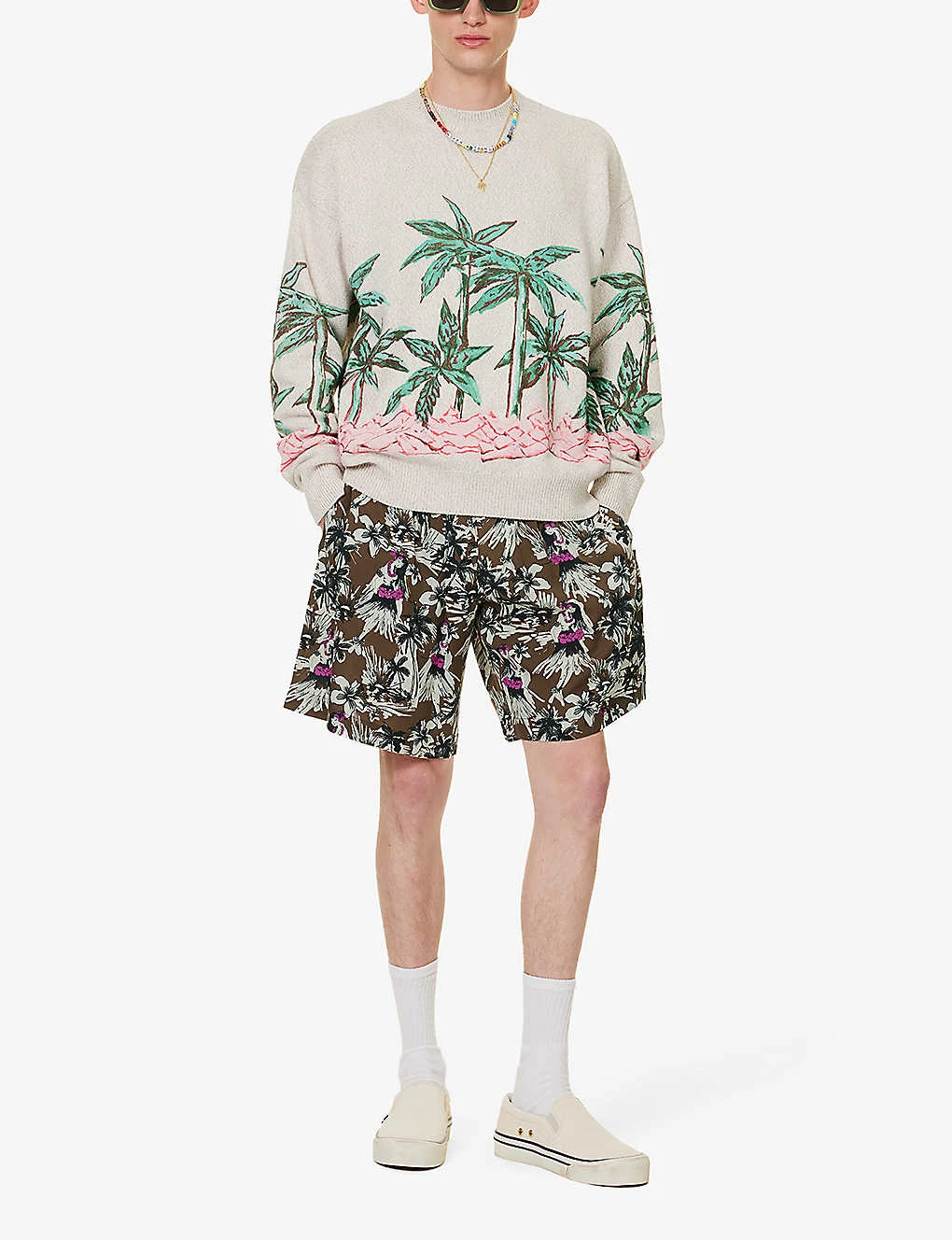 Palm Angels Hula Cargo Graphic-print Crepe Shorts 4 Palm Angels Hula Cargo Graphic-print Crepe Shorts - Image 2