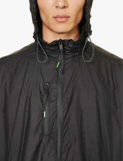 Tech Contrast-panel Oversized Shell Hooded Windbreaker Jacket 11 Tech Contrast-panel Oversized Shell Hooded Windbreaker Jacket -KOOPES Clothing Shop R04166399 BLACK ALT04