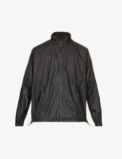 Tech Contrast-panel Oversized Shell Hooded Windbreaker Jacket