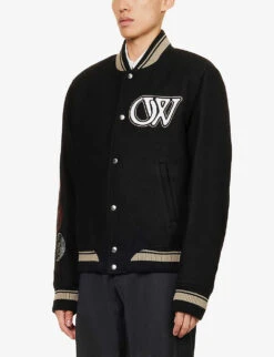 Brand-embroidered Regular-fit Wool-blend Jacket -KOOPES Clothing Shop R04166739 BLACK ALT02