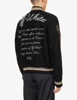 Brand-embroidered Regular-fit Wool-blend Jacket -KOOPES Clothing Shop R04166739 BLACK ALT03