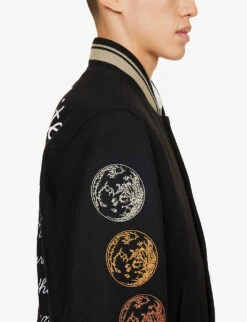 Brand-embroidered Regular-fit Wool-blend Jacket -KOOPES Clothing Shop R04166739 BLACK ALT04