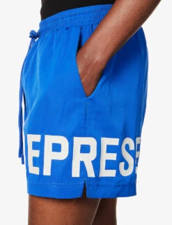 Represent Brand-typography Quick-drying Swim Shorts -KOOPES Clothing Shop R04167333 COBALT ALT04