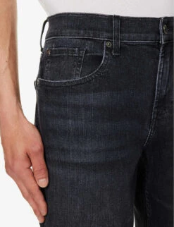 7 For All Mankind Standard Stretch Tek Straight-leg Stretch-denim Jeans -KOOPES Clothing Shop R04167696 BLACK ALT04