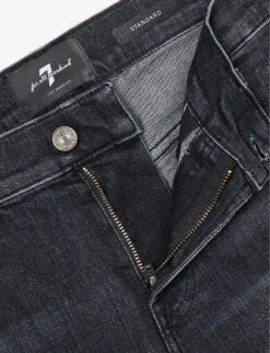 7 For All Mankind Standard Stretch Tek Straight-leg Stretch-denim Jeans -KOOPES Clothing Shop R04167696 BLACK ALT05