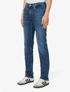 7 For All Mankind Slimmy Brand-patch Regular-fit Stretch-denim Jeans -KOOPES Clothing Shop R04167700 MIDBLUE ALT02