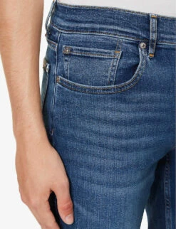 7 For All Mankind Slimmy Brand-patch Regular-fit Stretch-denim Jeans -KOOPES Clothing Shop R04167700 MIDBLUE ALT04