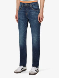 7 For All Mankind The Straight Depart Straight-leg Mid-rise Stretch-denim Jeans -KOOPES Clothing Shop R04167705 DARKBLUE ALT02