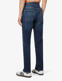 7 For All Mankind The Straight Depart Straight-leg Mid-rise Stretch-denim Jeans -KOOPES Clothing Shop R04167705 DARKBLUE ALT03