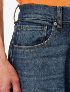 7 For All Mankind The Straight Depart Straight-leg Mid-rise Stretch-denim Jeans -KOOPES Clothing Shop R04167705 DARKBLUE ALT04