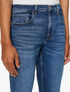7 For All Mankind Twister Slim-fit Stretch-denim Jeans -KOOPES Clothing Shop R04167726 MIDBLUE ALT04