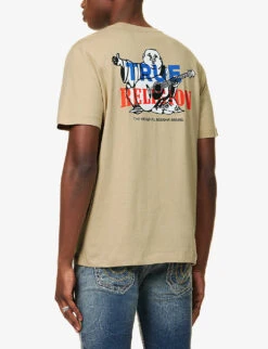 True Religion Original Buddha Logo-print Cotton-jersey T-shirt -KOOPES Clothing Shop R04168092 TRAVERTINE ALT03