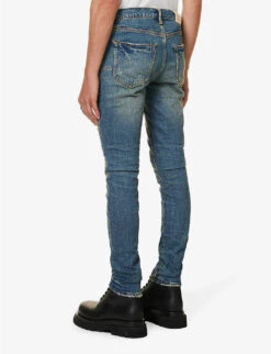 Repair Tapered-leg Low-rise Stretch-denim Jeans -KOOPES Clothing Shop R04168525 DKINDIGO ALT03