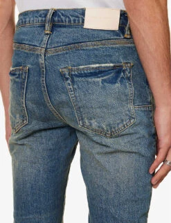 Repair Tapered-leg Low-rise Stretch-denim Jeans -KOOPES Clothing Shop R04168525 DKINDIGO ALT06