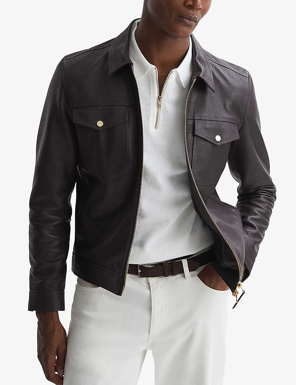 Reiss Carp Patch-pocket Leather Jacket 5 Reiss Carp Patch-pocket Leather Jacket - Image 3