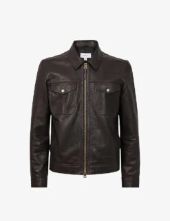 Reiss Carp Patch-pocket Leather Jacket