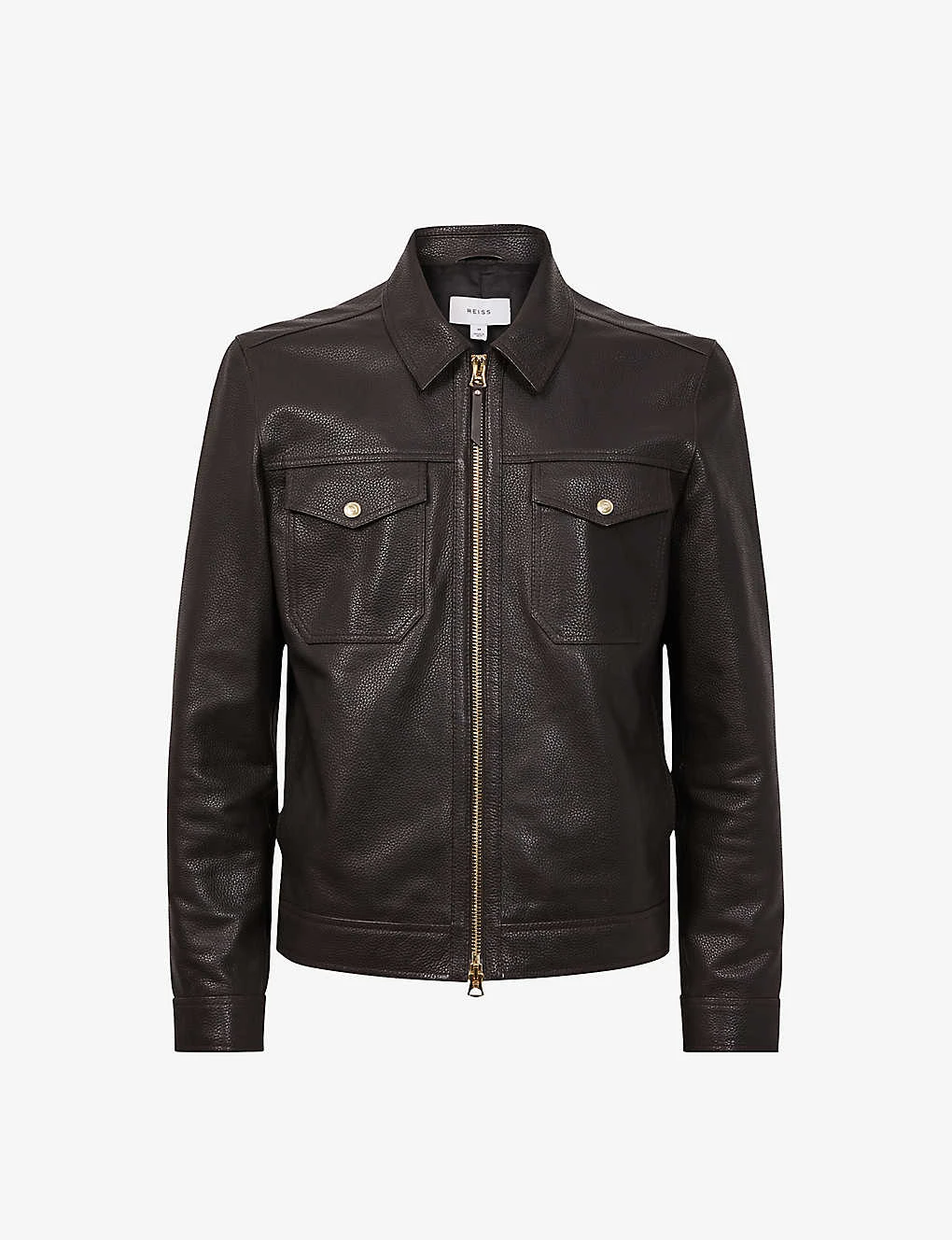Reiss Carp Patch-pocket Leather Jacket 3 Reiss Carp Patch-pocket Leather Jacket