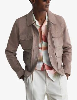 Reiss Ballina Patch-pocket Suede Jacket -KOOPES Clothing Shop R04168849 TAUPE ALT02