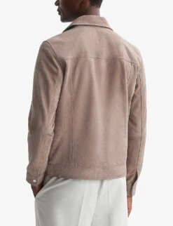 Reiss Ballina Patch-pocket Suede Jacket -KOOPES Clothing Shop R04168849 TAUPE ALT03