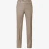CORNELIANI Flannel-pattern Pressed-crease Straight-leg Regular-fit Wool Trousers -KOOPES Clothing Shop R04170929 BEIGE M