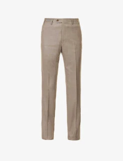 CORNELIANI Flannel-pattern Pressed-crease Straight-leg Regular-fit Wool Trousers