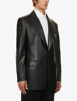 Bally Single-breasted Leather Jacket -KOOPES Clothing Shop R04170946 BLACK ALT02